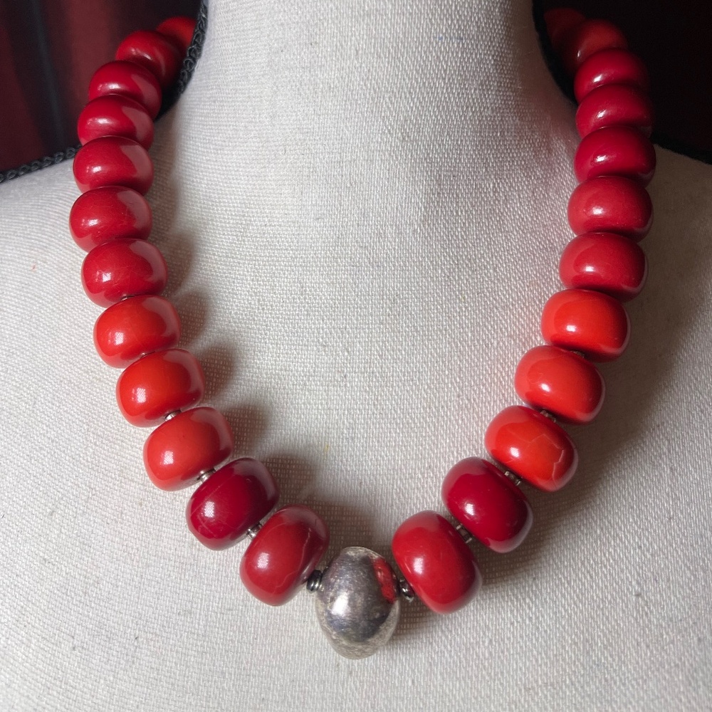 Chico's Large Bead Necklace with Silver Accent
